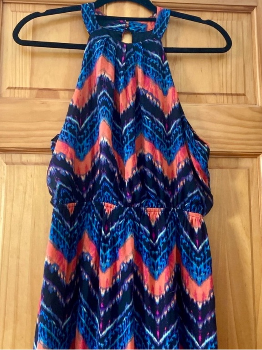 One Clothing LA Chevron Halter Maxi Dress Boho Tribal Resort Beach Medium